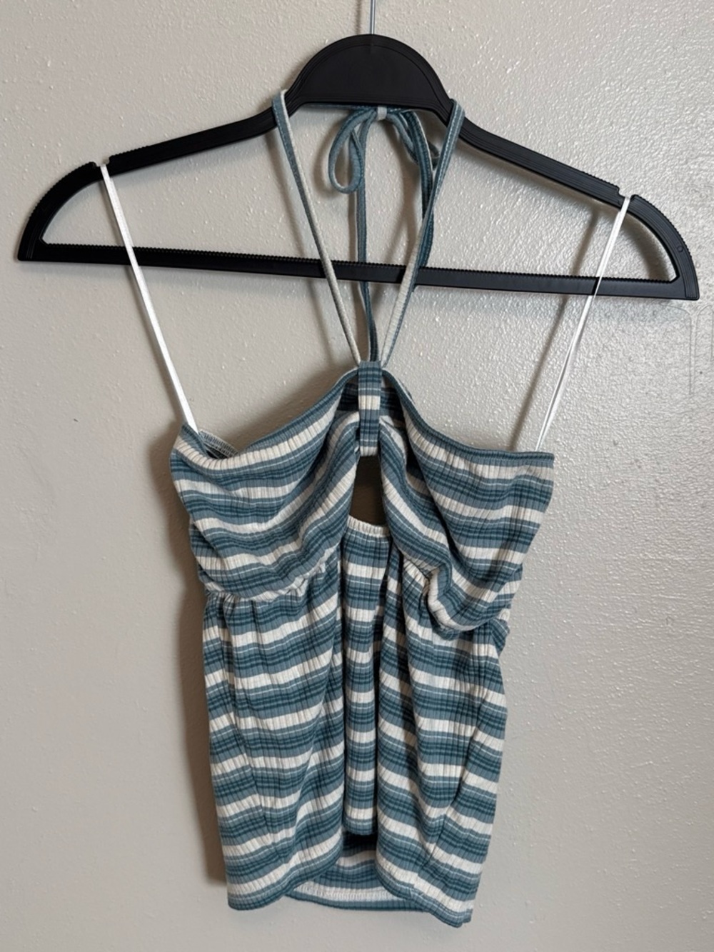 O'Neill Blue and White Striped Halter Tank Top